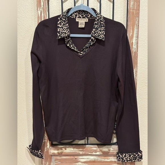 Notations black & Cheetah long sleeve top - Picture 1 of 3